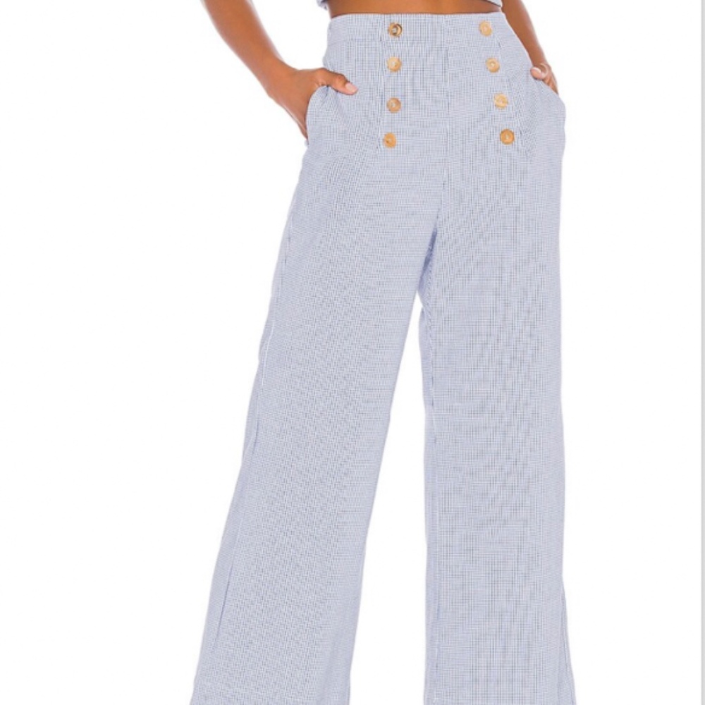 Show Me Your Mumu Stacie‎ Sailor Pants Womens XSmall Blue Gingham Ankle Cropped